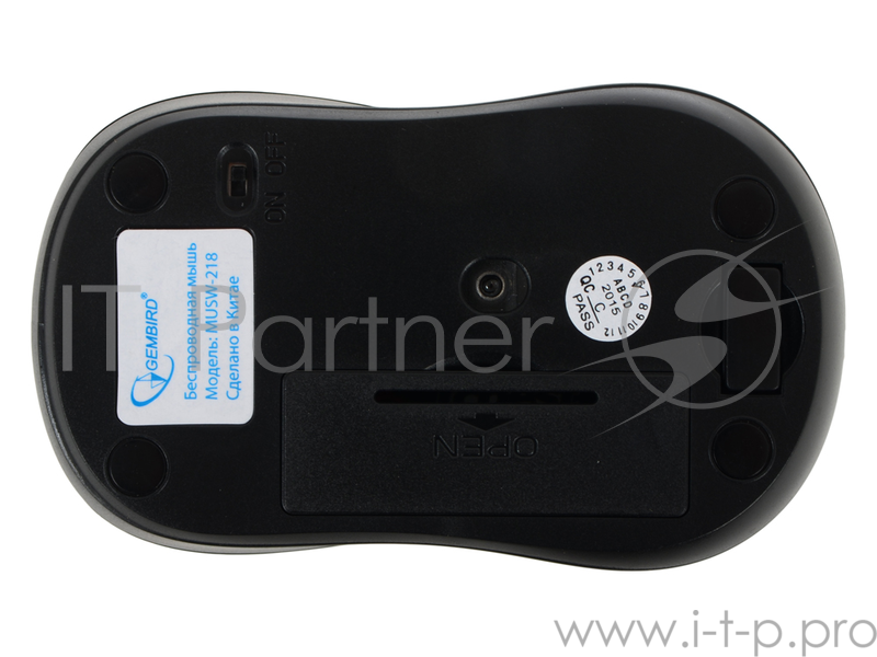 Мышь Gembird MUSW-218 черн. soft touch {Мышь беспров., 2кн.+колесо-кнопка, 1200DPI, 2.4ГГц}