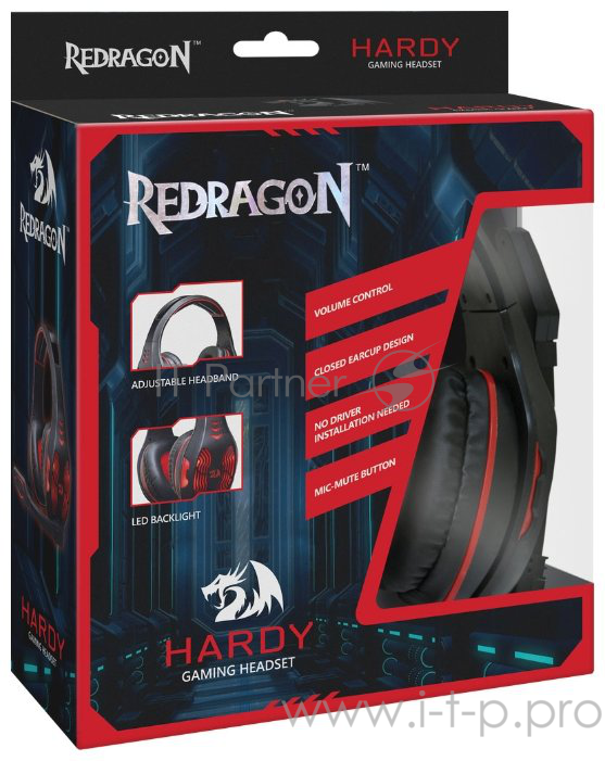 Игровая гарнитура Redragon Hardy USB, подсветка, кабель 2,3 м Redragon Игровая гарнитура Hardy USB, подсветка, кабель 2,3 м