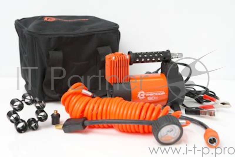 Компрессор АГРЕССОР (AGR-50) металлический, 12V, 280W, 50 л./мин., переходники для накач(Компрессор автомобильный, металлический, 12V, 280W, производ-сть 50 л./мин., переходники для накач. лодок, сумка)