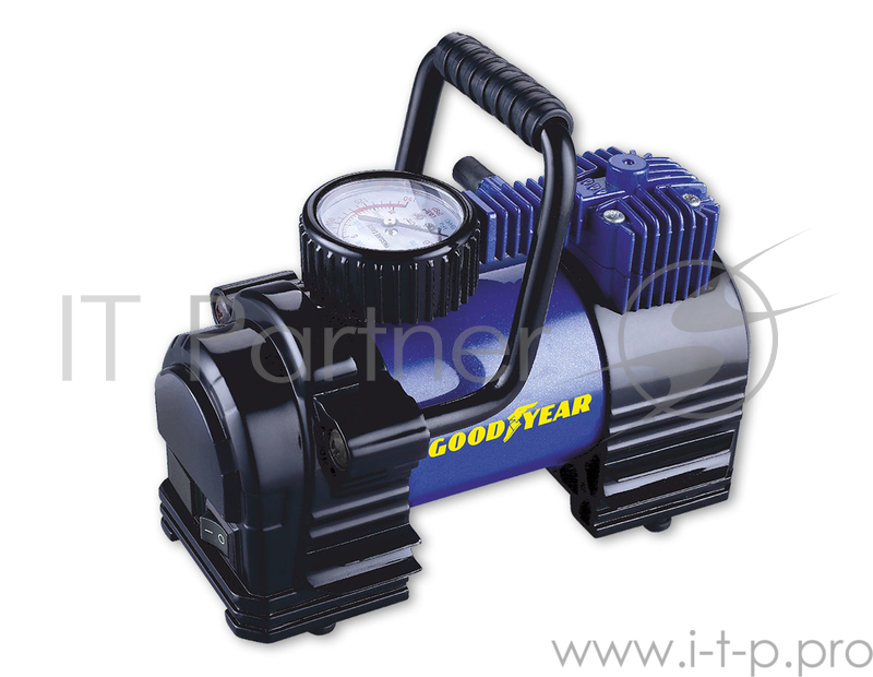 Компрессор GOODYEAR GY000102 GY-35L 35 л/мин Мощность - 168 Вт, Производительность - 35 л/мин, Максимальное токопотребление - 14 А, Максимальное давление - 7 Атм, Длина провода питания: 3 м, Длина воздушного шланга: 1 м. Сумка и набор переходников в