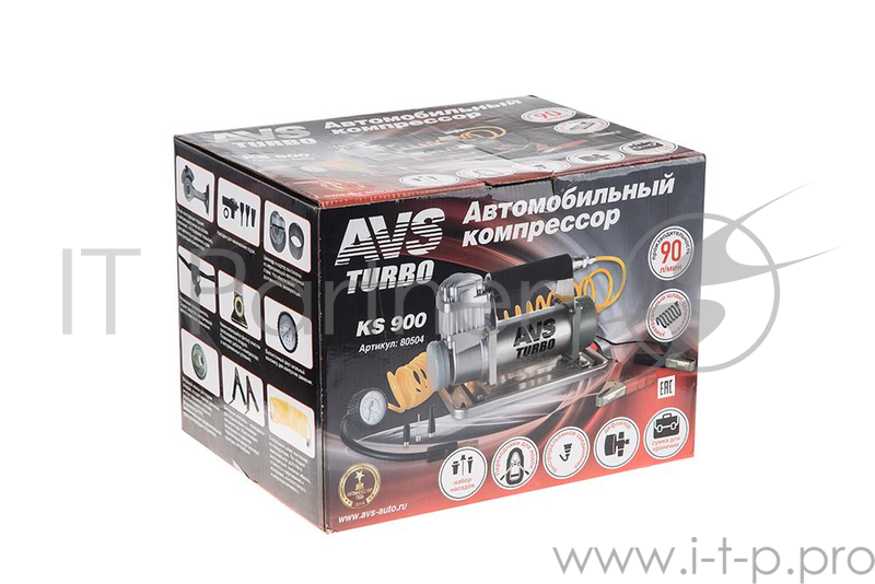 Компрессор автомобильный Turbo AVS KS 900 350Вт 12В 90л/мин 10Атм