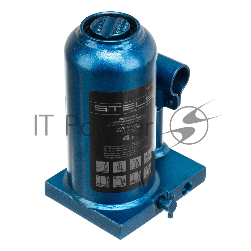 Домкрат STELS 51116 гидравлический бутылочный телескопический 4 т h подъема 170–420мм