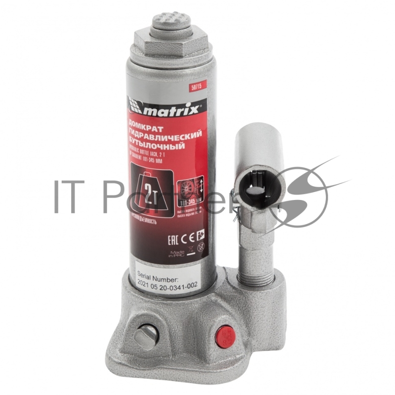 Домкрат MATRIX 50715 бутылочный 2т h подъема 181–345мм