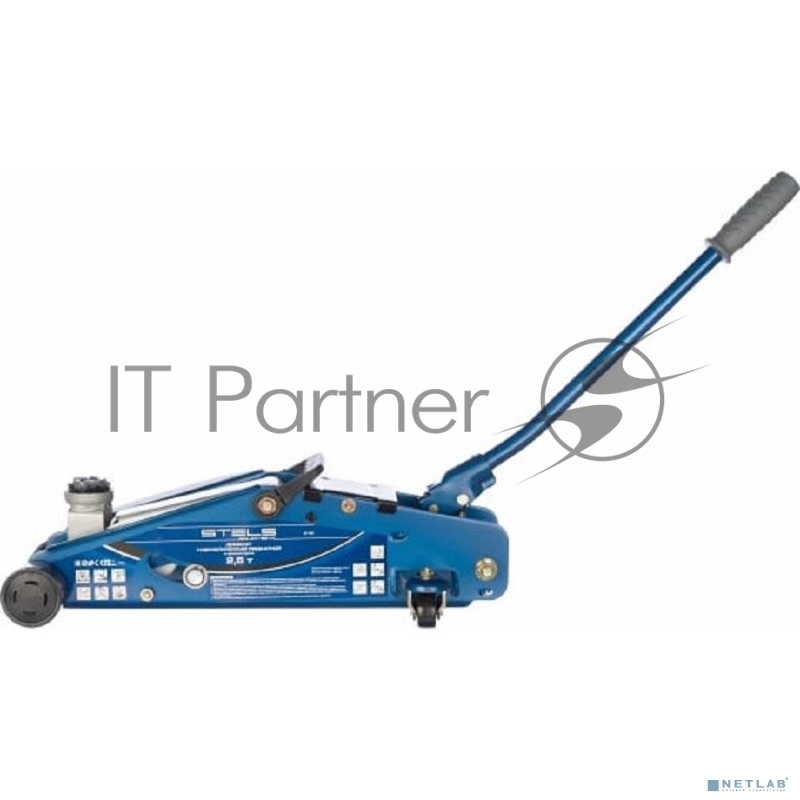 Домкрат STELS 51132 гидравлический подкатной с фиксатором 2.5 т safety pin 140-385мм в кейсе