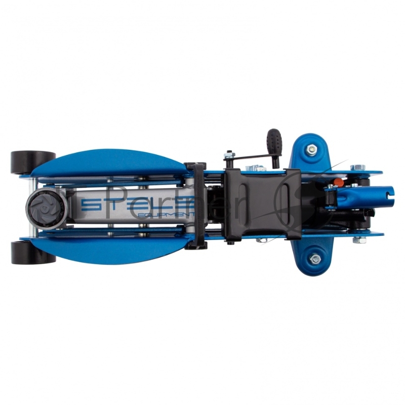 Домкрат STELS 51132 гидравлический подкатной с фиксатором 2.5 т safety pin 140-385мм в кейсе