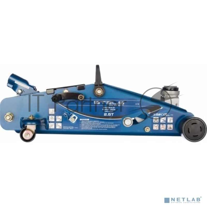 Домкрат STELS 51132 гидравлический подкатной с фиксатором 2.5 т safety pin 140-385мм в кейсе