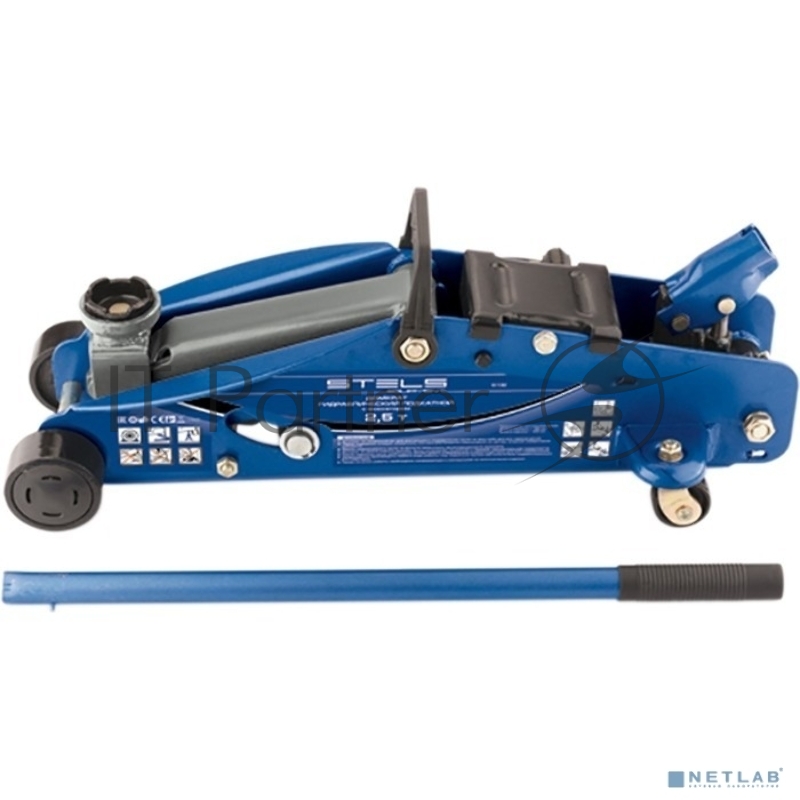 Домкрат STELS 51132 гидравлический подкатной с фиксатором 2.5 т safety pin 140-385мм в кейсе