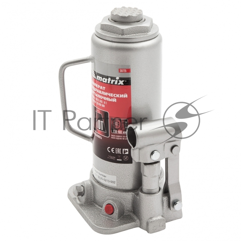 Домкрат MATRIX 50725 гидравлический бутылочный 10 т h подъема 230–460мм master