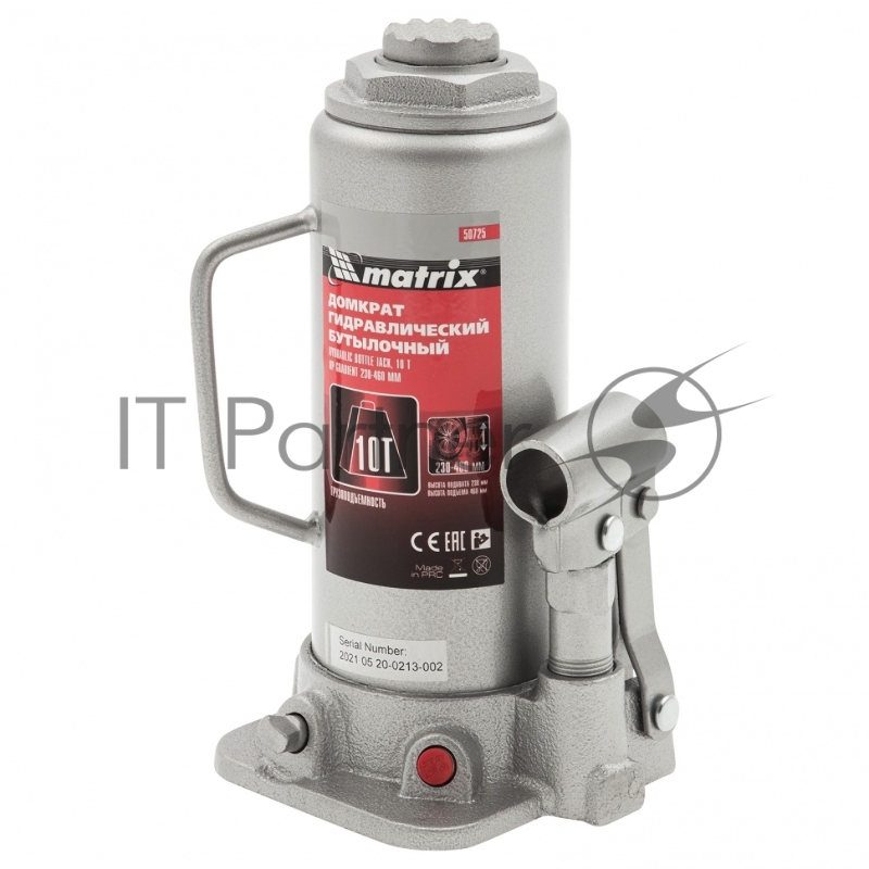 Домкрат MATRIX 50725 гидравлический бутылочный 10 т h подъема 230–460мм master