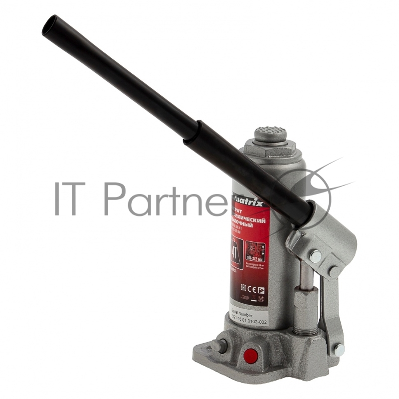Домкрат MATRIX 50754 гидравлический бутылочный 4 т h подъема 194–372мм в пласт. кейсе master