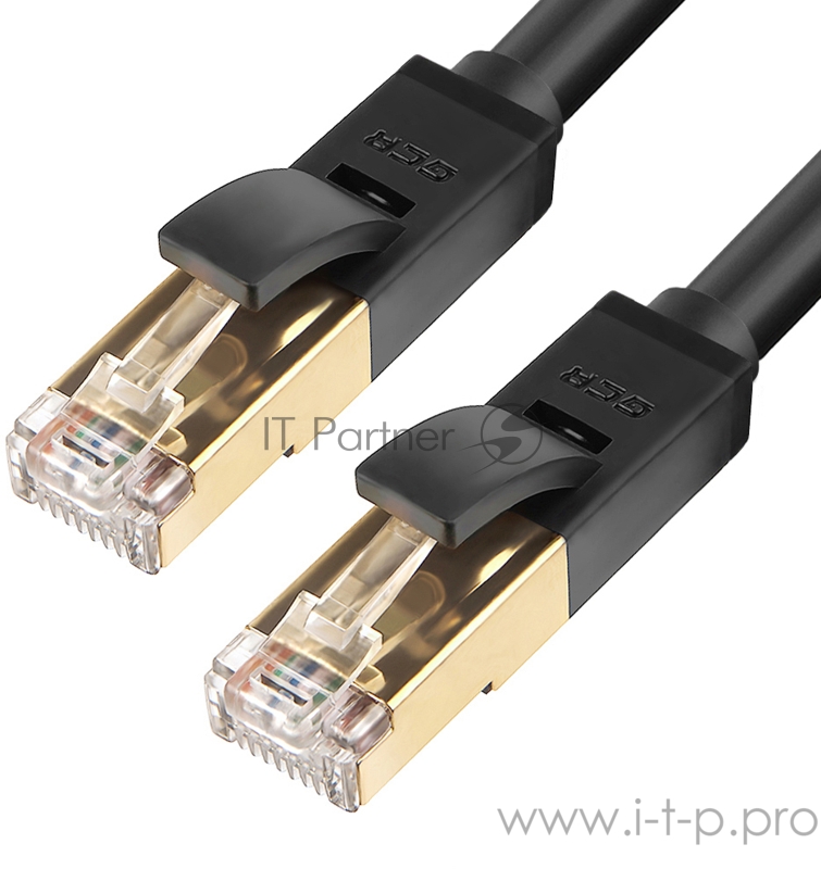 Патч-корд Greenconnect Патч-корд PROF кат.7 ethernet 0.3m FTP, RJ45, CU, 28 AWG, литой, прямой , черный, экранированные конекторы (GCR-LNC701-0.3m)