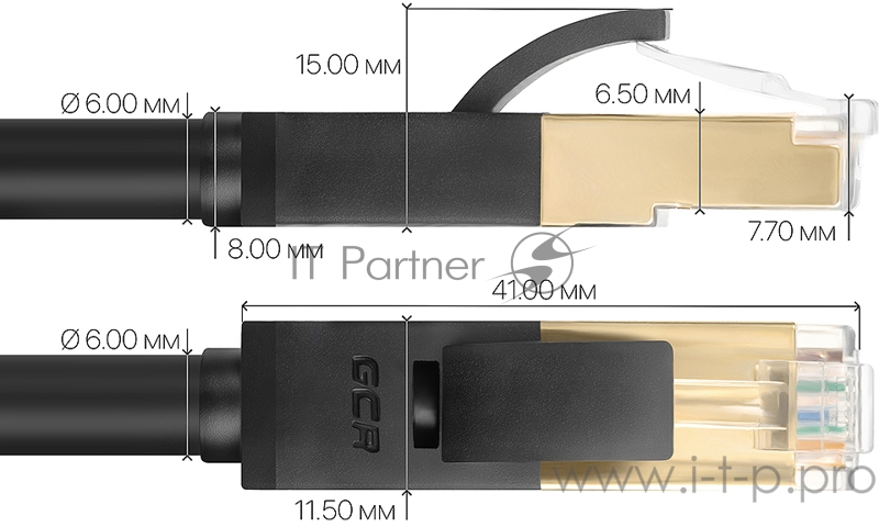 Патч-корд Greenconnect Патч-корд PROF кат.7 ethernet 0.3m FTP, RJ45, CU, 28 AWG, литой, прямой , черный, экранированные конекторы (GCR-LNC701-0.3m)