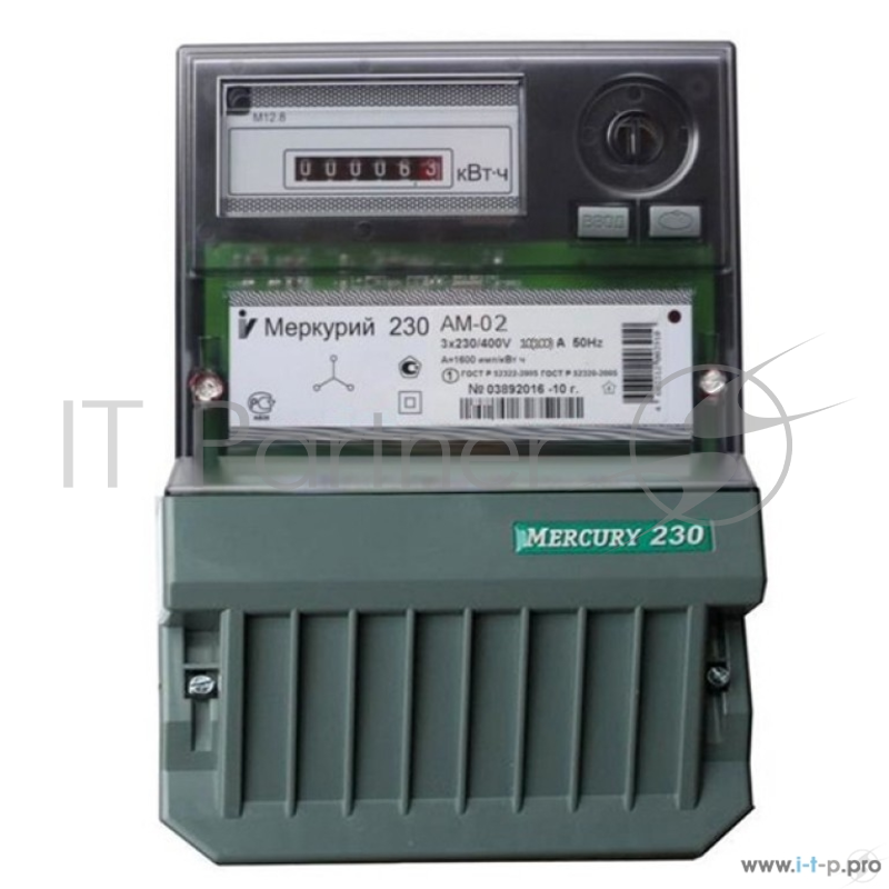 Счетчики электроэнергии Инкотекс 230AM02 Счетчик Меркурий 230 AM-02 10-100А/380В, трехфазный однотарифный, МЕХ