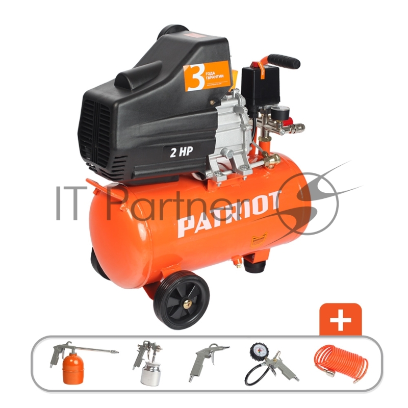 Компрессор PATRIOT EURO 24-240K + набор пневиоинструмента KIT 5В 1.5кВт 220В 240л/мин 24л