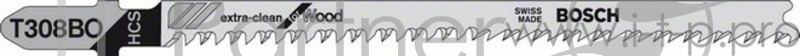 Пилка для лобзика BOSCH T308BO (2.608.663.867) мягк.деревоДСП, 117мм, шаг 2.2XC, HCS, 3шт