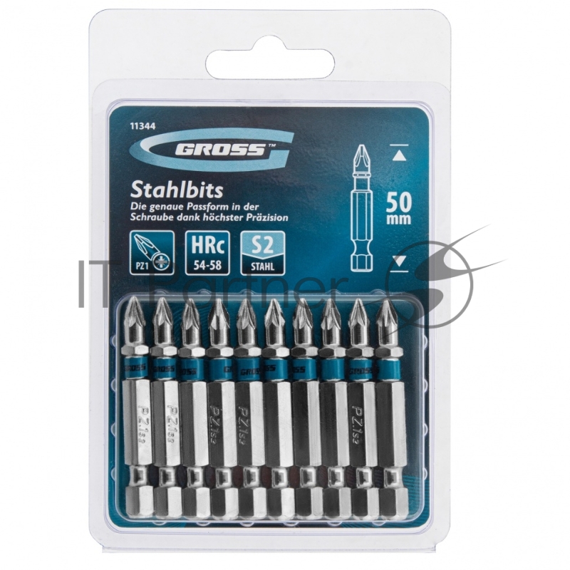 Набор бит GROSS 11344 pz1х50 сталь s2 10шт