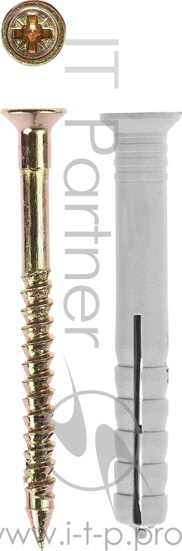 Зубр Дюбель-гвоздь полипропиленовый, потайный бортик, 6x60мм, ТФ5, 100шт 4-301345-06-060