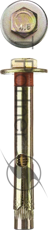 Зубр Болт анкерный с пластиковым кольцом, желтопассивированный, 12x110мм, ТФ2, 15шт 4-302312-12-110