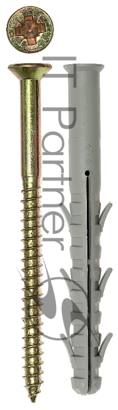 Зубр Рамный дюбель , нейлоновый, желтопассивированный шуруп, шлиц Pz, в картон. коробке №5, 10x115мм, 50шт 4-301455-10-115