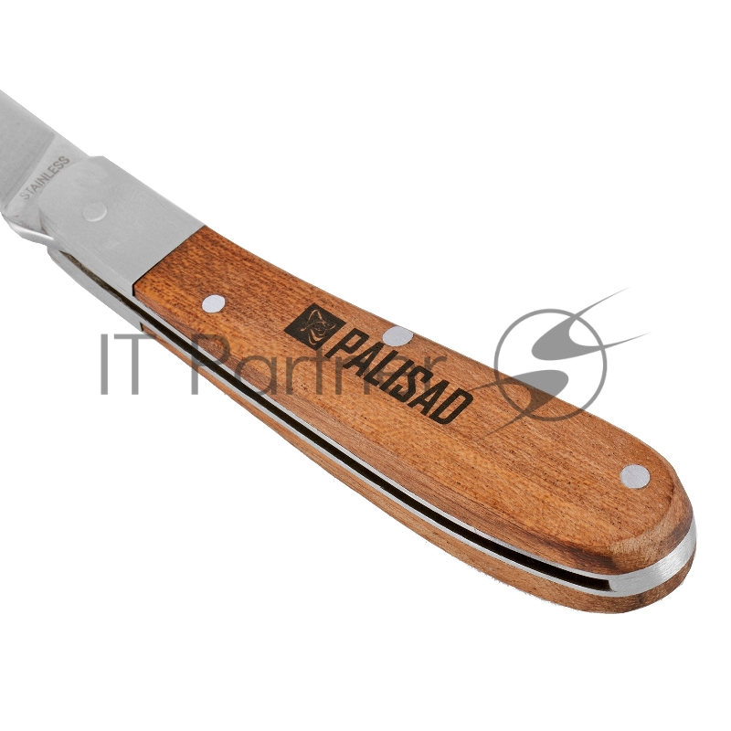 Нож PALISAD 79001 садовый 170мм складной изогнутое лезвие дерев.ручка