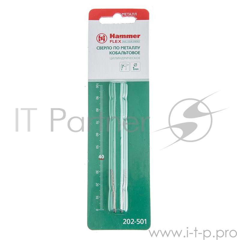 Сверло HAMMER Flex 202-501 DR CO 1,00мм*34мм кобальт M35, DIN338, HRC65-70 2шт