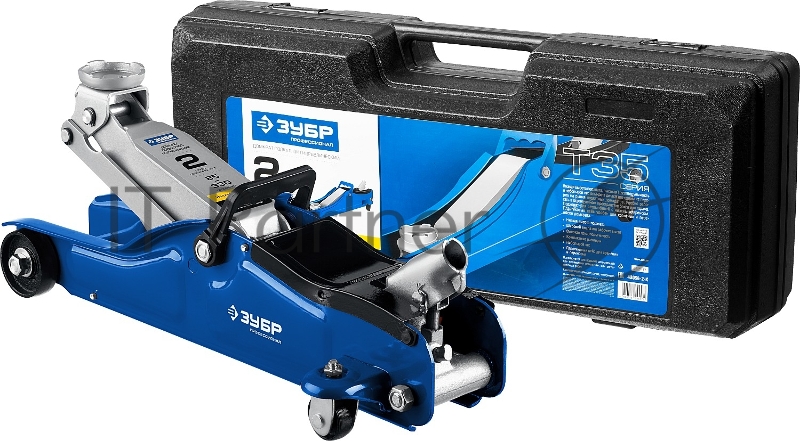 Домкрат ЗУБР 43056-2-K гидравлический подкатной t35 2т 85-330мм в кейсе профессионал