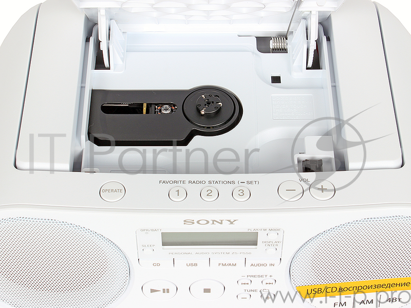 Аудиомагнитола Sony ZS-PS50CP White CD-магнитола, мощность звука 4 Вт, MP3, тюнер AM, FM, воспроизведение с USB-флэшек