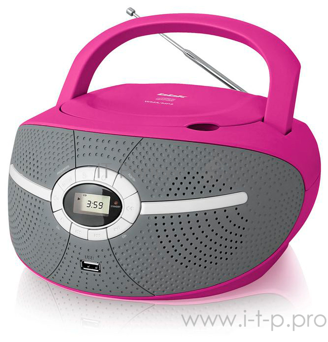 Аудиомагнитола BBK BX195U розовый 2Вт/CD/CDRW/MP3/FM(dig)/USB