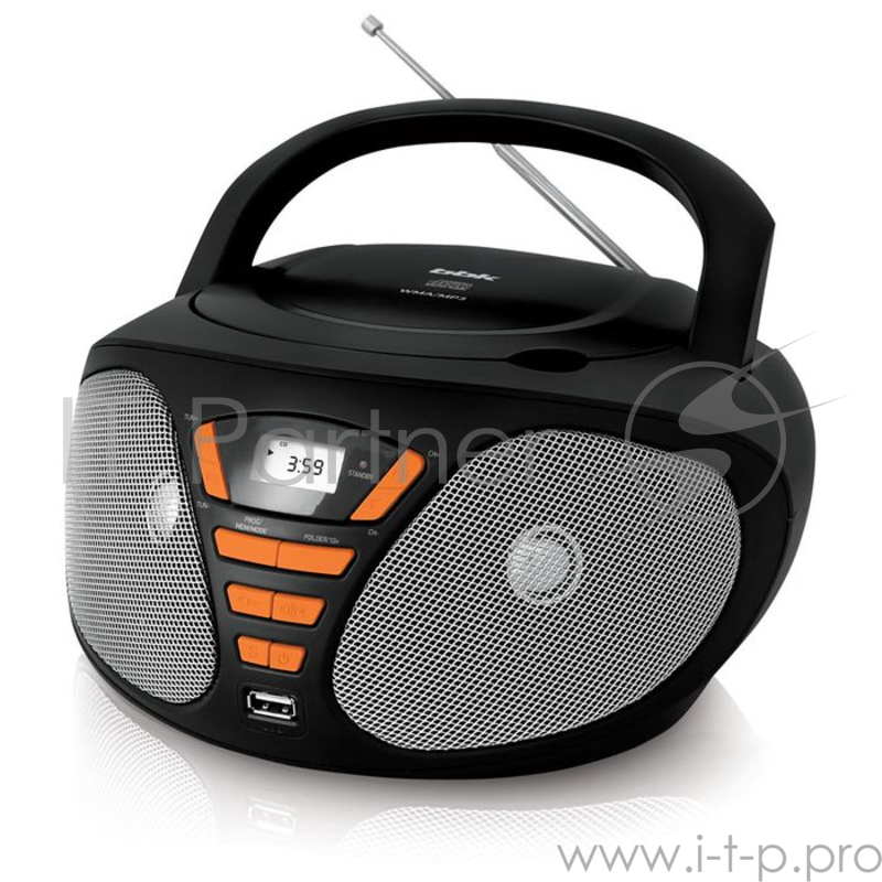 Аудиомагнитола BBK BX180U черный/оранжевый 2Вт/CD/CDRW/MP3/FM(dig)/USB