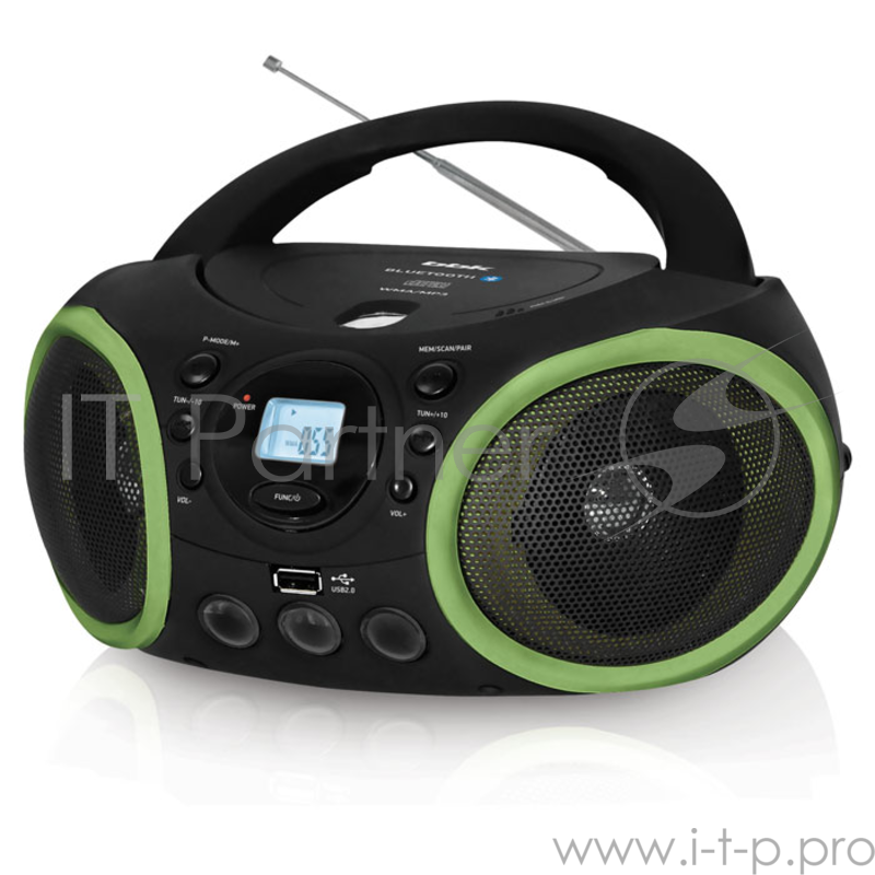 Аудиомагнитола BBK BX150BT черный/зеленый 4Вт/CD/CDRW/MP3/FM(dig)/USB/BT