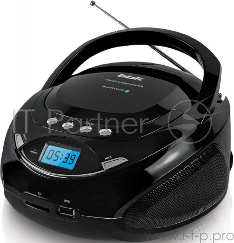 Аудиомагнитола BBK BS09BT черный 3Вт/MP3/FM(dig)/USB/BT