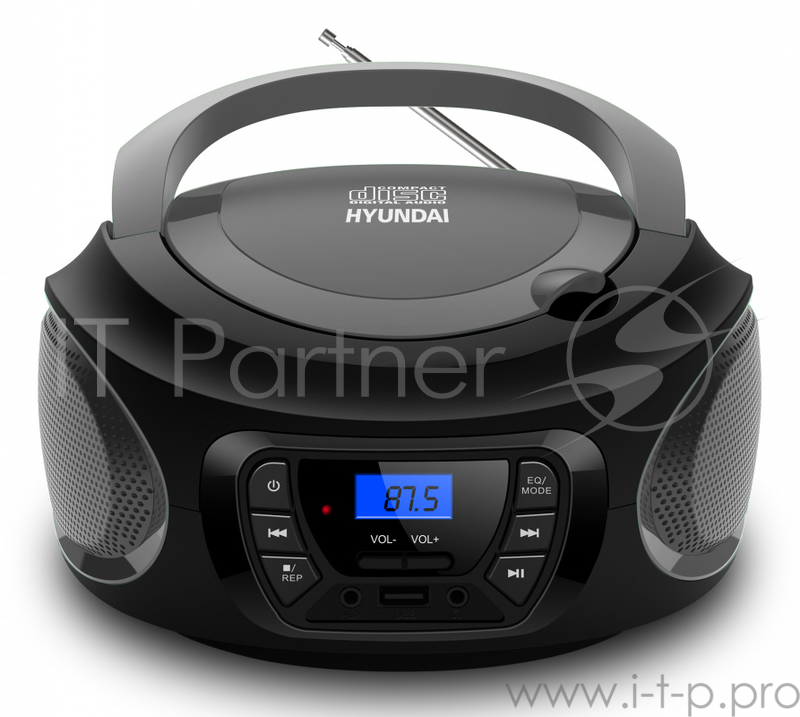 Аудиомагнитола Hyundai H-PCD380 черный/серый 4Вт/CD/CDRW/MP3/FM(dig)/USB/BT