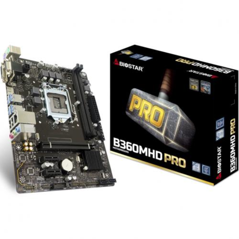B360MHD Pro, Socket 1151, Intel®B360, 2xDDR4-2666, D-SUB+DVI-D+HDMI, 1xPCI-Ex16, 2xPCI-Ex1, 4xSATA3, 8 Ch Audio, GLan, (2+4)xUSB2.0, (4+2)xUSB3.1, 2xPS/2, mATX, RTL {20}