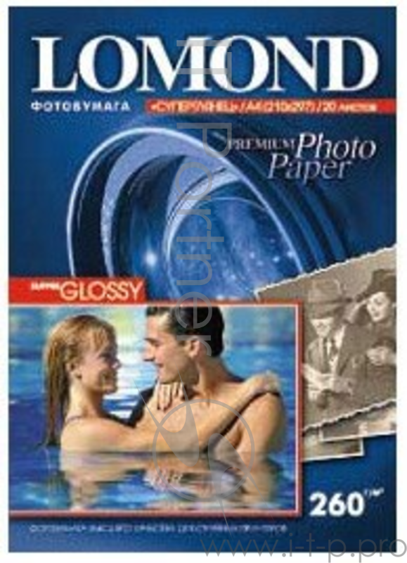 Бумага для фото-печати Lomond 1103101 (A4, 260г/кв.м, 20л., глянц.)