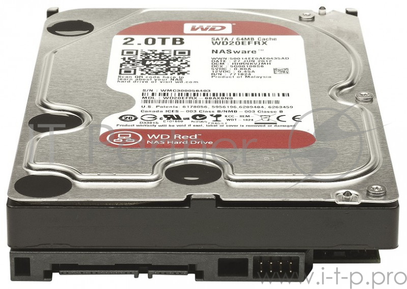 Жесткий диск WD Original SATA-III 2Tb WD20EFRX NAS Red 64Mb 3.5