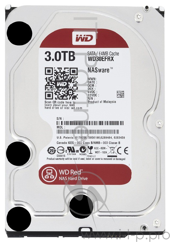 Жесткий диск WD Original SATA-III 3Tb WD30EFRX NAS Red 64Mb 3.5
