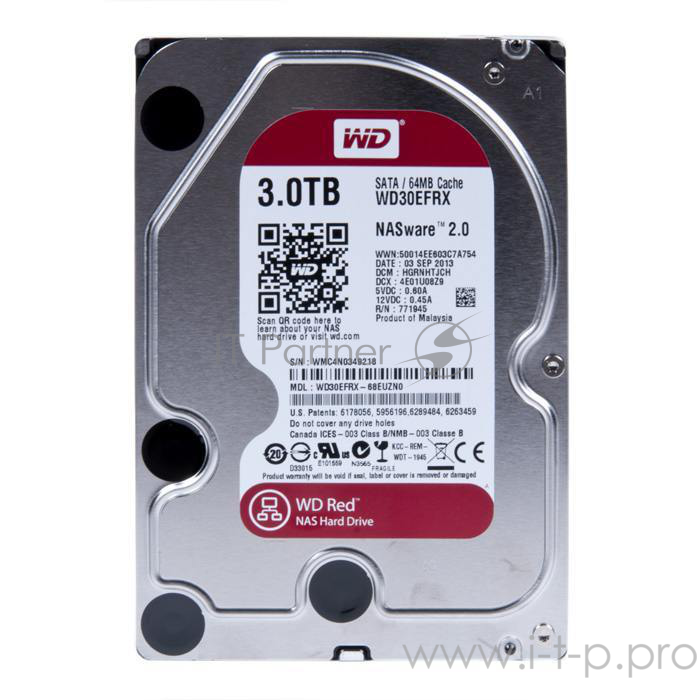 Жесткий диск WD Original SATA-III 3Tb WD30EFRX NAS Red 64Mb 3.5