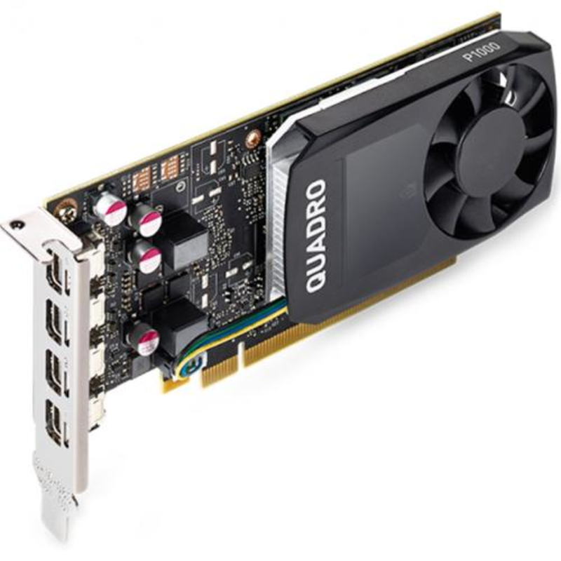 Видеокарта VCQP1000DVI-PB Видеокарта VGA PNY NVIDIA Quadro P1000, 4 GB GDDR5/128-bit, PCI Express 3.0 x16, 4?mDP1.4 (4?mDP to DVI-D SL adapter), 47 W, 1-slot cooler