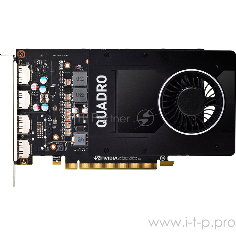 Видеокарта VCQP2000BLK-1 PNY Nvidia Quadro P2000 5GB PCIE 2xDP 160-bit DDR5 1024 Cores 4xDP to DVI-D (SL) adapter, Bulk