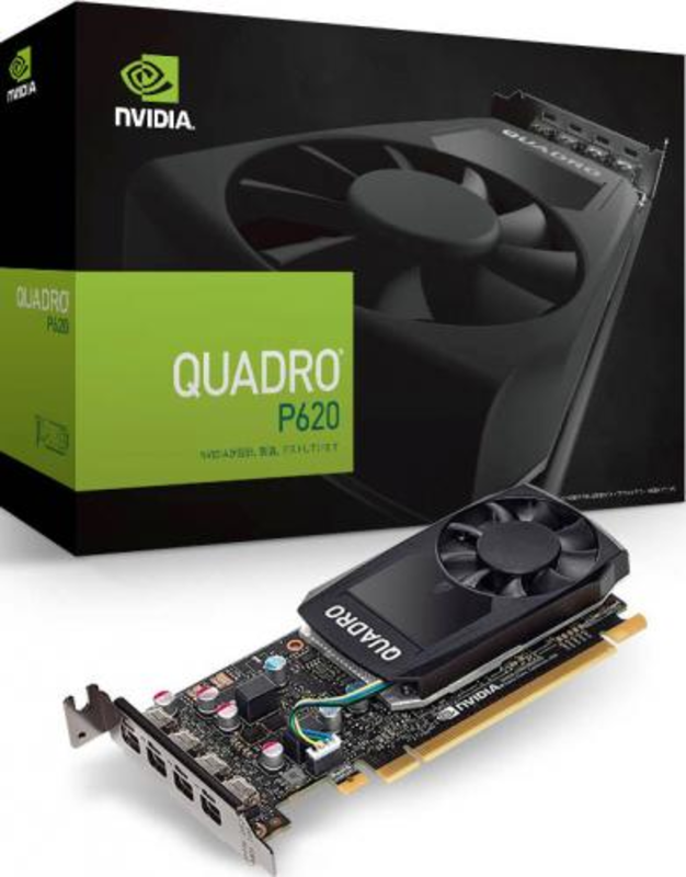 Профессиональная видеокарта 2Gb <PCI-E> PNY nVidia Quadro P620 <GDDR5, 128 bit, 4xmDP, Low Profile, 4xmDP to DP, mDP to DVI-D SL adapter, ATX&LP Bracket, Retail>