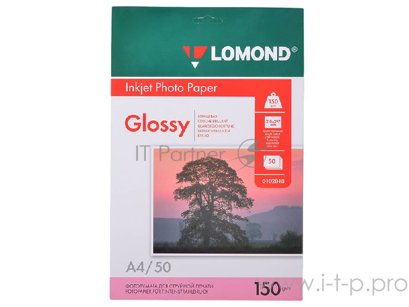 Бумага для фото-печати Lomond 0102018 (A4, 150г/кв.м, 50л., глянц.)
