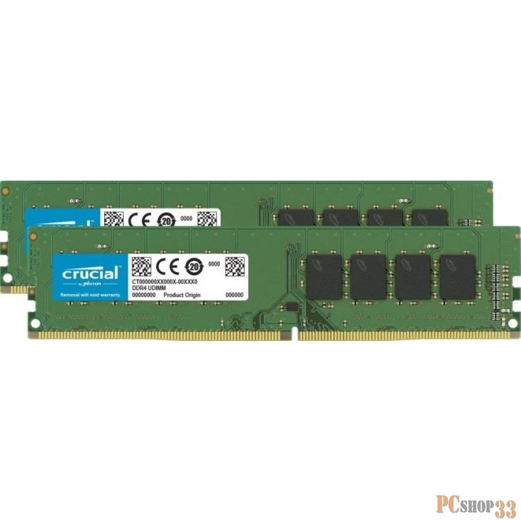 Память оперативная Crucial 16GB Kit (8GBx2) DDR4 3200 MT/s (PC4-25600) CL22 SR x8 Unbuffered DIMM 288pin