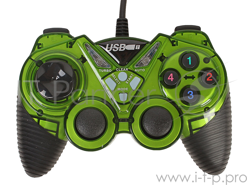 Геймпад 3Cott Single GP-05, 14 кнопок, 2 вибро мотора, USB, зеленый