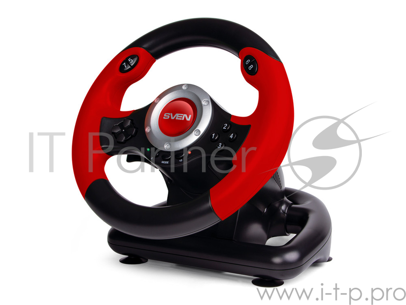 Руль SVEN GC-W300 (педали, вибро, лепестки, D-pad, 10 кл, резин. вставки, PC, цифр. и .