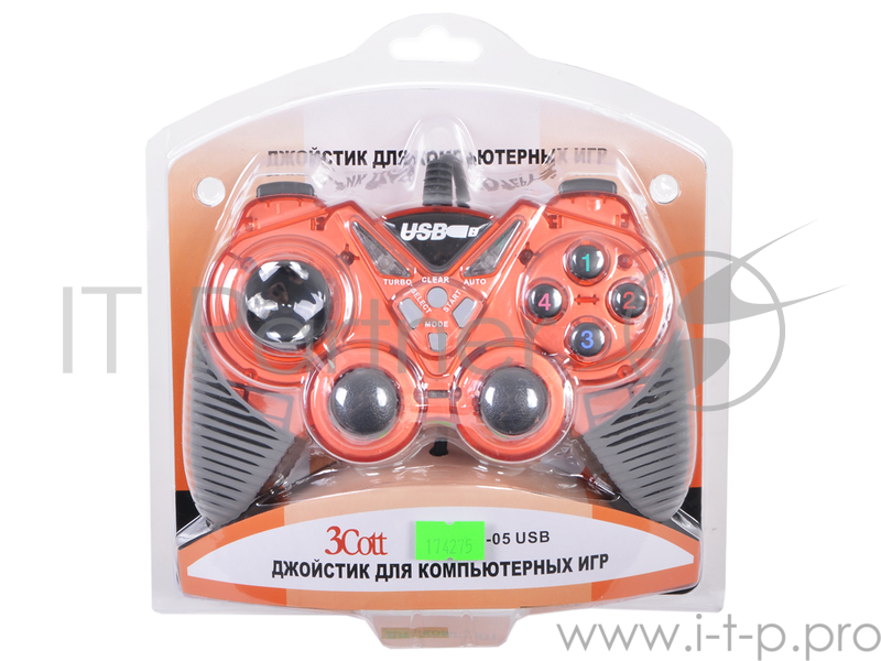Геймпад 3Cott Single GP-05, 14 кнопок, вибрация, USB, красный