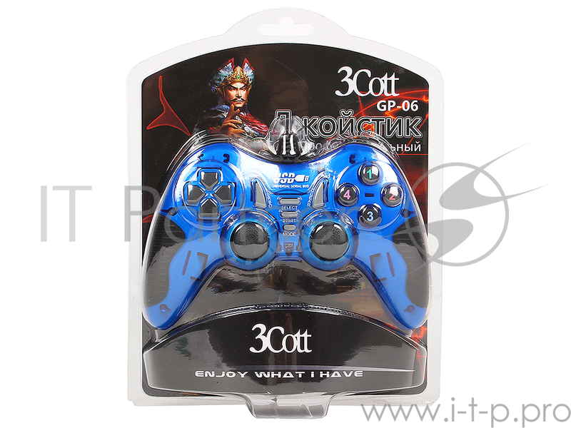 Геймпад 3Cott Single GP-06,14 кнопок, вибрация, USB,синий