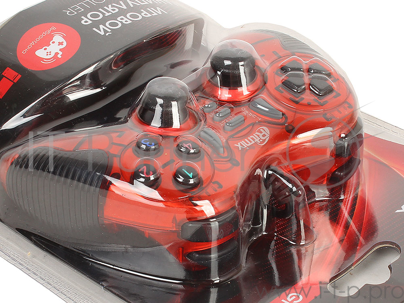 Геймпад RITMIX GP-007 Red для ПК, USB, 2 вибромотора, 19 кнопок, кабель 1,5м