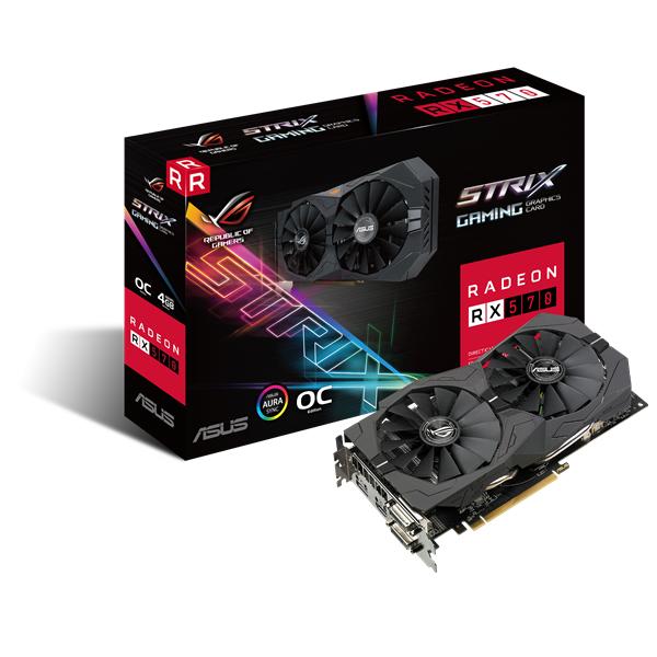 Видеокарта ASUS ROG-STRIX-RX570-O4G-GAMING AMD RX570 4096Mb 256b GDDR5 1280/7000 DVIx2/HDMIx1/ RTL