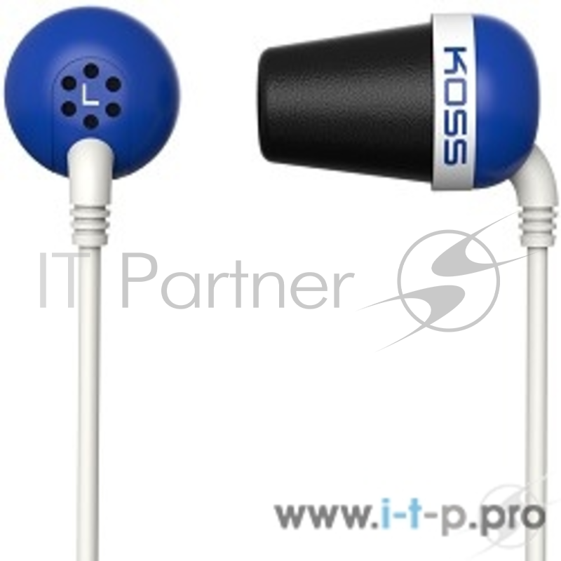 Наушники KOSS The PLUG Blue {Вставные , частотный диапазон 10-20000Гц, импеданс 16Ом, чувствительность 112 дБ,штекер 3,5мм, чехол, цвет синий}