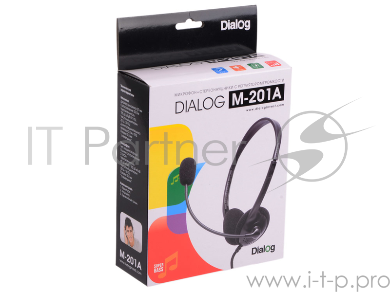 Наушники Гарнитура Dialog M-201А {гарнитура с рег громкости, phone: 20Hz-18KHz, mic: 30Hz-16KHz}